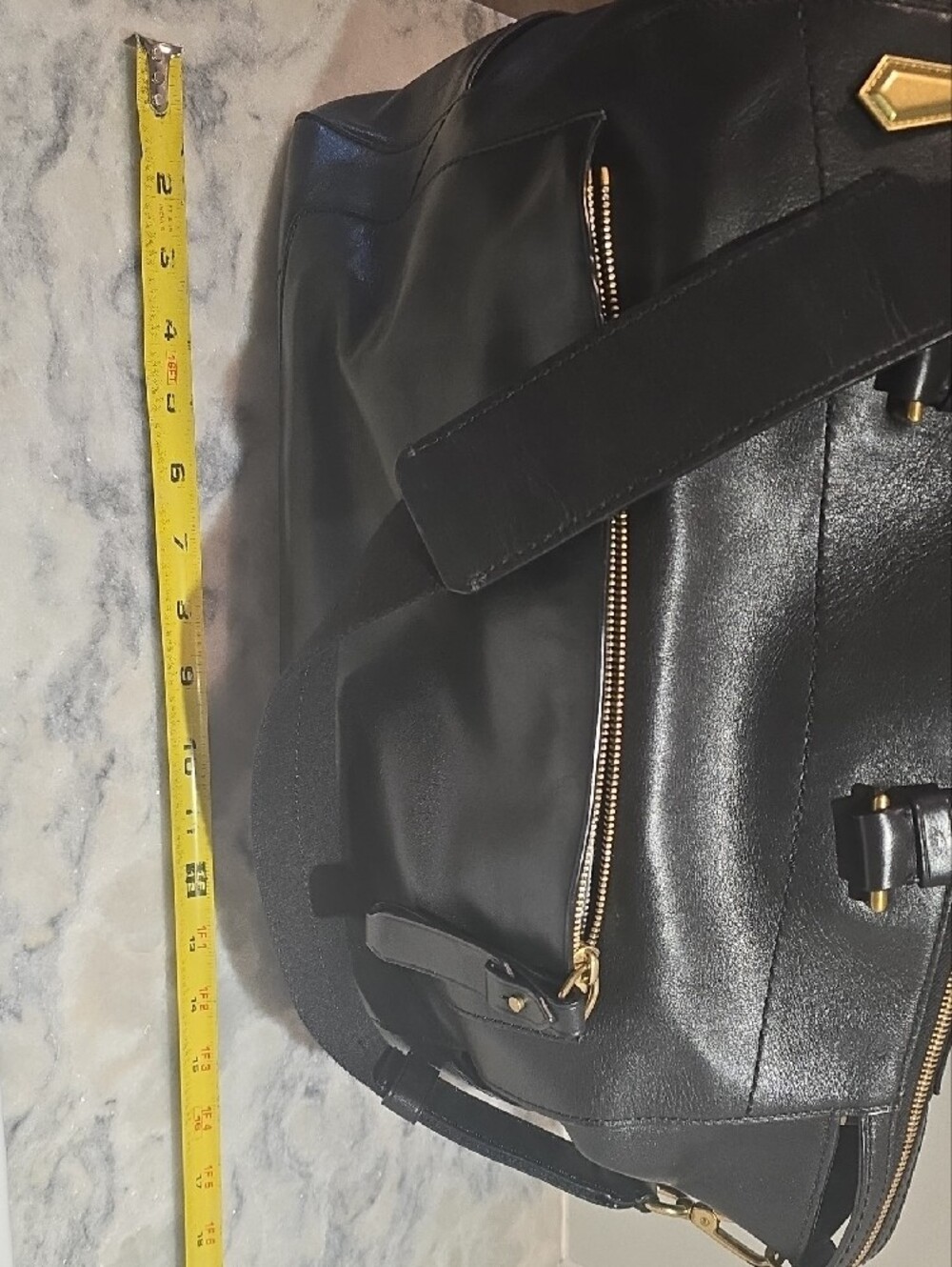 Reed Krakoff Large Black Leather Shoulder Tote with Gold Hardware - Picture 2 of 16